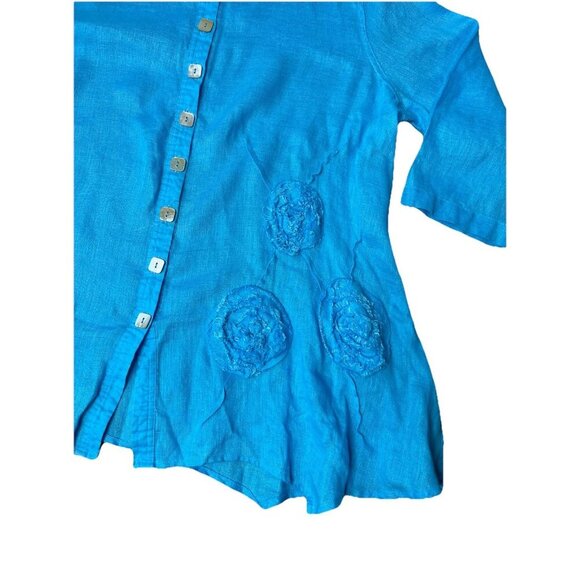 Ali Miles 100% Linen Artsy Button Down Tunic Top Shirt Size 1X Lagenlook - Picture 3 of 6